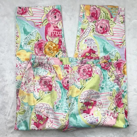 Vintage Susan Graver Womens Multicolor Floral Cafe Capri Pants Medium Cotton - Picture 7 of 12
